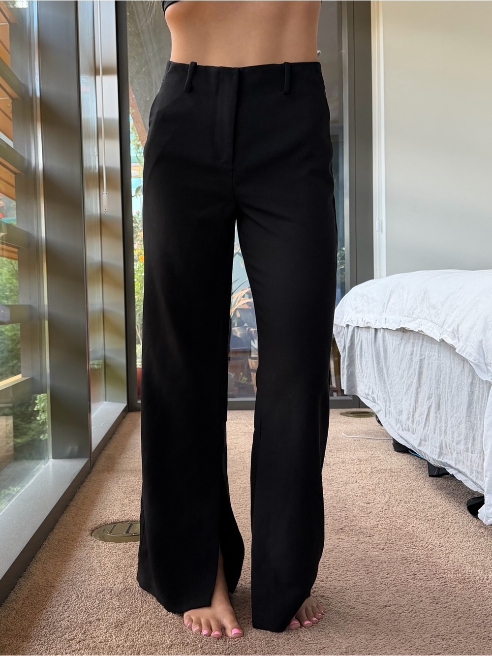 Vince Camuto Black Wide Leg Dress Pants with Side Slits - Picture 2 of 7